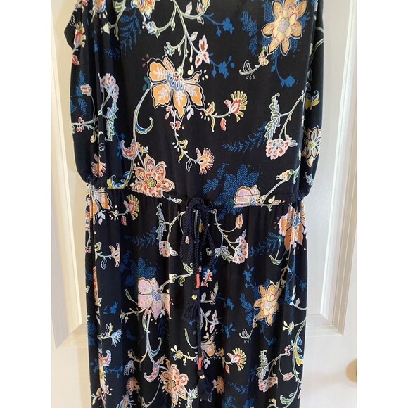 Anthropologie Blue S  Floral‎ Luka Size Jogger Jumpsuit Tassel Drawstring Waist - Picture 3 of 14